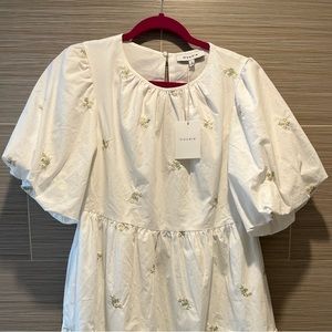 White dress with pink florals